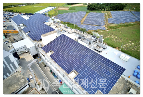 하림 육가공공장의 태양광 발전시설.